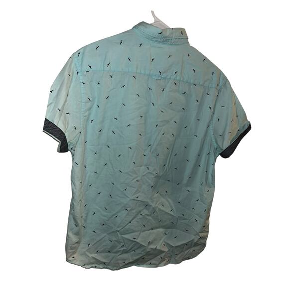 Cactus Man Print Button Down Shirt Mens Size L Slim Fit Blue Ricky Singh - Picture 2 of 5